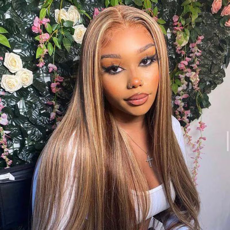 M-Cap Highlight Brown Color 9x6 HD Lace Wear Go Glueless Wig Pre Plucked Natural Hairline With Mini Knots